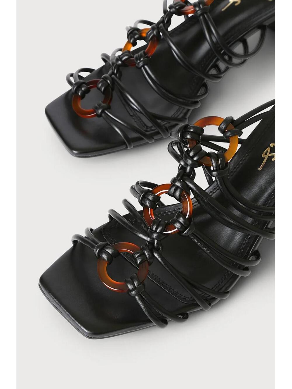NWB Lulus Finu Black Lace-Up High Heel Sandals Size 6.5 - Picture 11 of 11